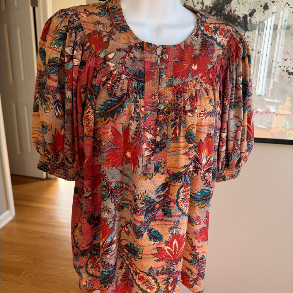 ULLA JOHNSON MULTICOLORED FLORAL BLOUSE